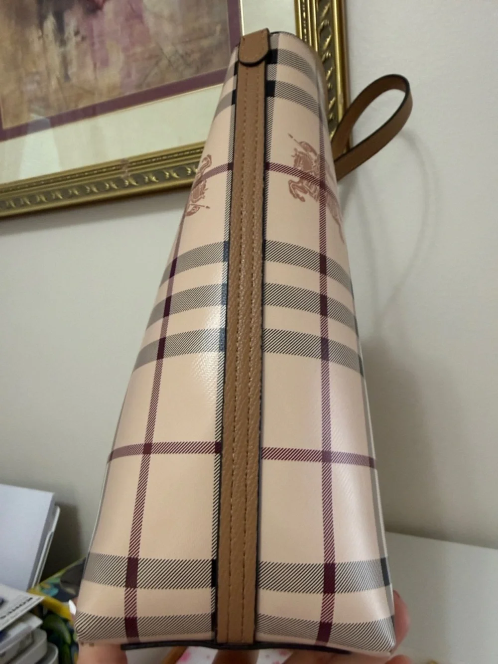 Classic Plaid Tote Bag in Beige - Picture 3 of 10